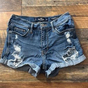 Hollister High Rise Jean Shorts Distressed